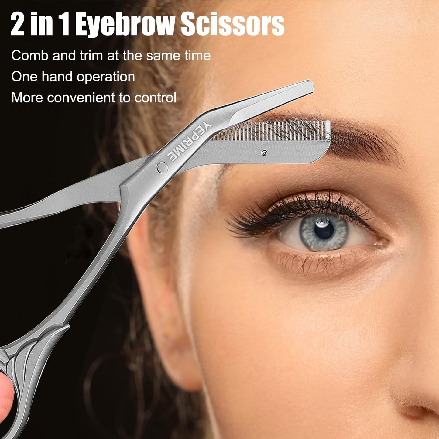 YEPRIME Eyebrow Trimming Scissors with Comb